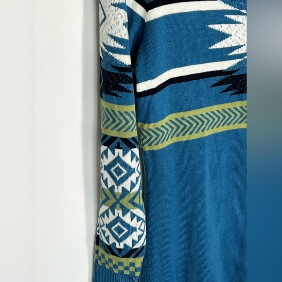 Woolrich Southwestern Sweater Womens Small Blue Pullover Tunic V Neck - Picture 2 of 10